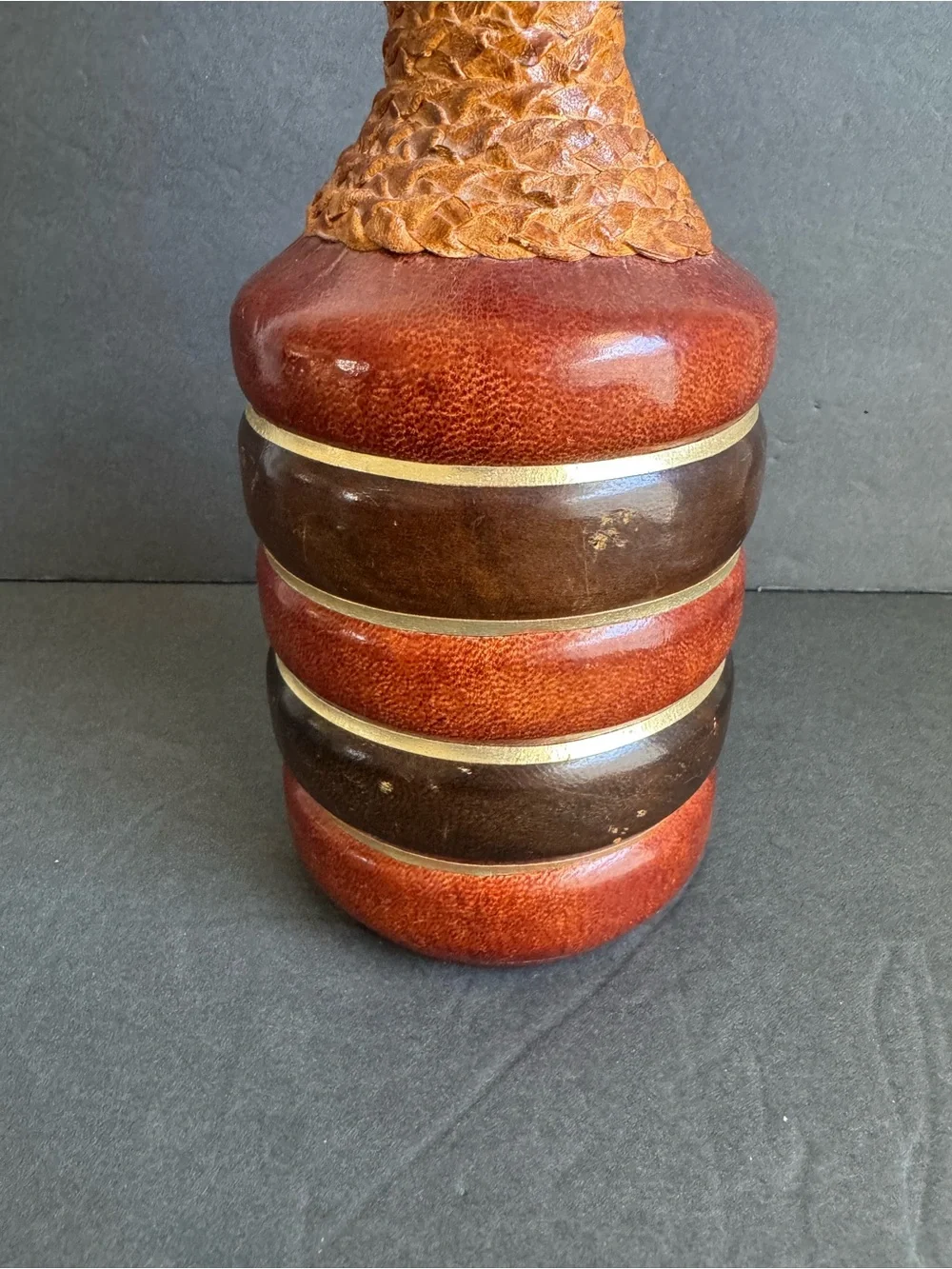 Vintage Italian Leather Wrapped Decanter Mid Century Modern Made In Italy 14